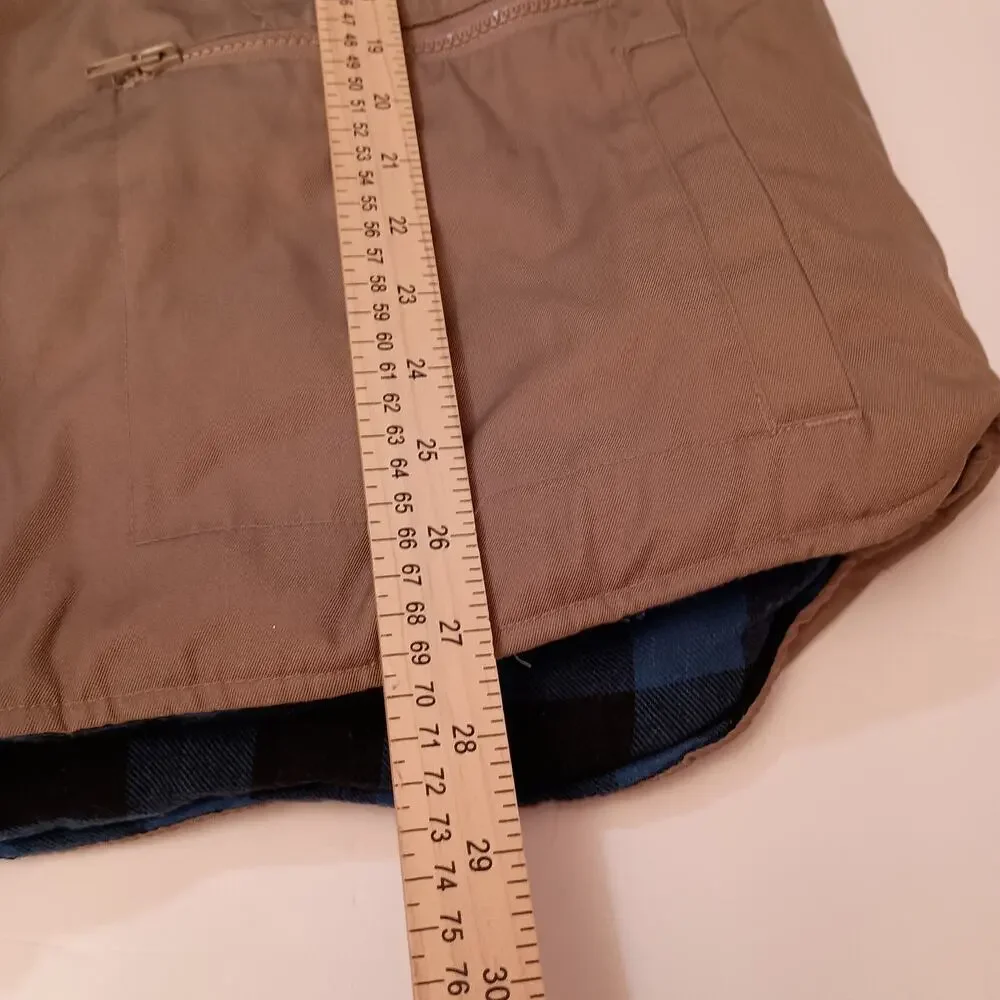Branded Lion Big Man Reversible Outdoor Work Vest Khaki Blue Buffalo Plaid 2XB